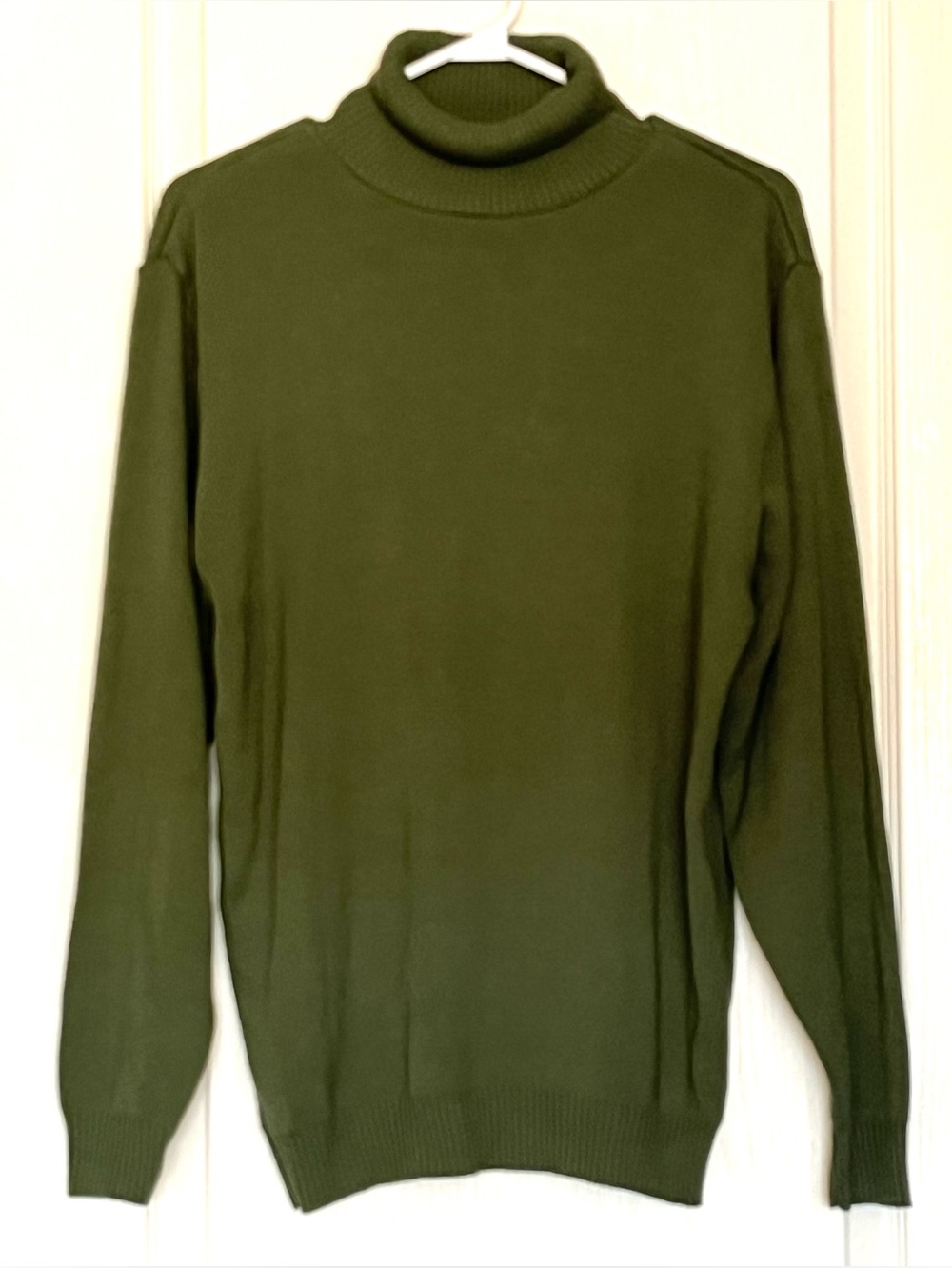Vintage Niagara Knitting Olive Green Ribbed Turtleneck Cadet Sweater XL